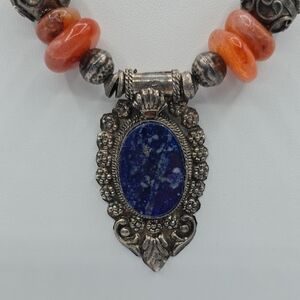 Artisan Glass Bead And Sodalite Blue Pendant
